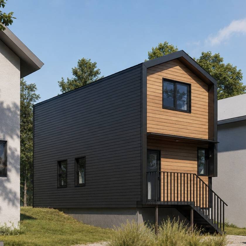 Modern two storey modular home Tofino